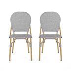 TUYOHW Outdoor French Bistro Chairs,Set of 2,18 Outdoor Accent Chairs with Aluminum Frame & Wood Finish,PE Rattan Patio Seating