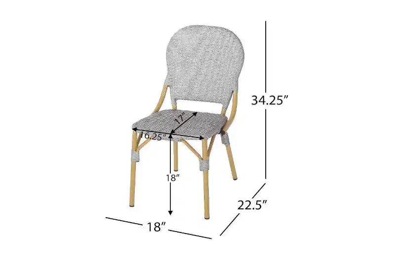 TUYOHW Outdoor French Bistro Chairs,Set of 2,18 Outdoor Accent Chairs with Aluminum Frame & Wood Finish,PE Rattan Patio Seating