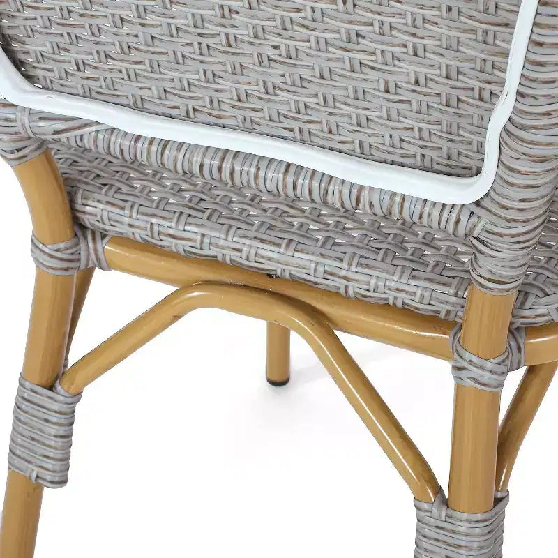 TUYOHW Outdoor French Bistro Chairs,Set of 2,18 Outdoor Accent Chairs with Aluminum Frame & Wood Finish,PE Rattan Patio Seating