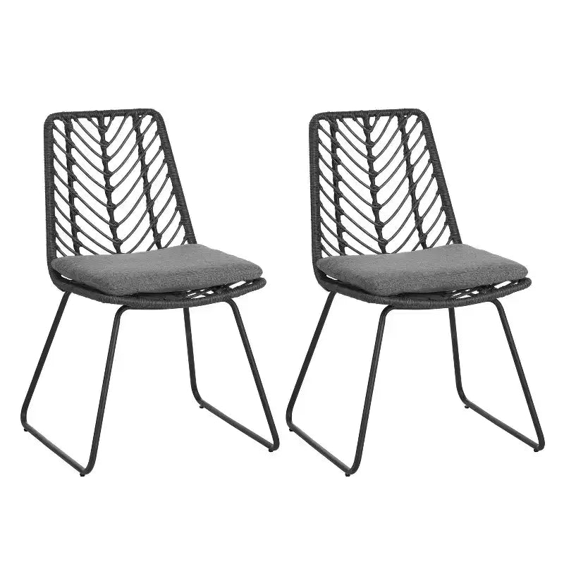 TUYOHW 17.5 Boho Style Patio Accent Chairs,Set of 2,Wicker Rattan Club Chairs with Cushion,Outdoor Dining Chairs,Modern Patio Furniture Seating,Gray