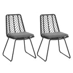 TUYOHW 17.5 Boho Style Patio Accent Chairs,Set of 2,Wicker Rattan Club Chairs with Cushion,Outdoor Dining Chairs,Modern Patio Furniture Seating,Gray