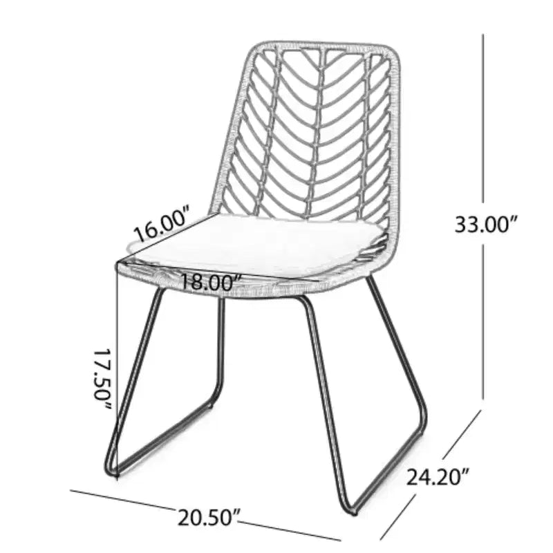 TUYOHW 17.5 Boho Style Patio Accent Chairs,Set of 2,Wicker Rattan Club Chairs with Cushion,Outdoor Dining Chairs,Modern Patio Furniture Seating,Gray