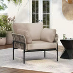 TUYOHW Modern Patio Accent Chairs,Set of 1/2,36W x 17H Wide Armchairs with 2 Extra Pillows,Outdoor Club Chairs for Porch,Garden & Backyard