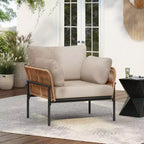 TUYOHW Modern Patio Accent Chairs,Set of 1/2,36W x 17H Wide Armchairs with 2 Extra Pillows,Outdoor Club Chairs for Porch,Garden & Backyard