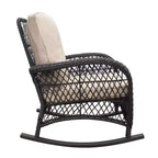 TUYOHW Patio Accent Rocking Chai,Rattan Recliner Chair,Powder-Coated Metal Lounge Chair for Porch,Backyard & Garden,350lbs Capacity,2 Chairs+1 Table