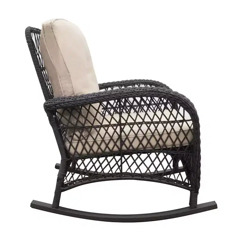 TUYOHW Patio Accent Rocking Chai,Rattan Recliner Chair,Powder-Coated Metal Lounge Chair for Porch,Backyard & Garden,350lbs Capacity,2 Chairs+1 Table