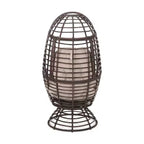 TUYOHW Modern PE Wicker Patio Egg Chair Rattan Accent Chairs,Chic Putdoor Accent Chair for Porch,Backyard & Garden,Brown