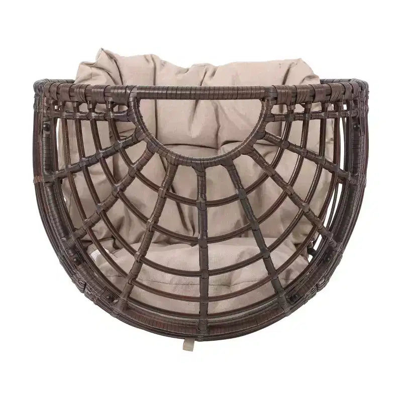 TUYOHW Modern PE Wicker Patio Egg Chair Rattan Accent Chairs,Chic Putdoor Accent Chair for Porch,Backyard & Garden,Brown