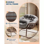 Indoor Papasan Chair, Thick Tufted Cushion & Wicker Design, Ergonomic Lounge Seat for Bedroom or Living Room