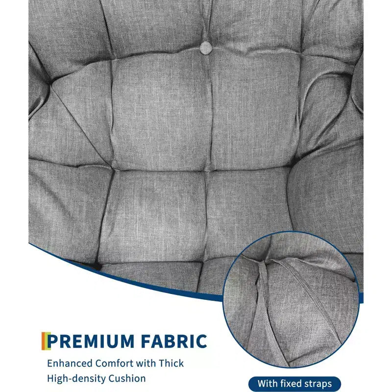 Indoor Papasan Chair, Thick Tufted Cushion & Wicker Design, Ergonomic Lounge Seat for Bedroom or Living Room