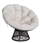 Indoor Papasan Chair, Thick Tufted Cushion & Wicker Design, Ergonomic Lounge Seat for Bedroom or Living Room