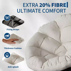 Indoor Papasan Chair, Thick Tufted Cushion & Wicker Design, Ergonomic Lounge Seat for Bedroom or Living Room