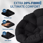 Indoor Papasan Chair, Thick Tufted Cushion & Wicker Design, Ergonomic Lounge Seat for Bedroom or Living Room