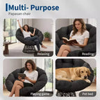 Indoor Papasan Chair, Thick Tufted Cushion & Wicker Design, Ergonomic Lounge Seat for Bedroom or Living Room