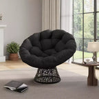 Indoor Papasan Chair, Thick Tufted Cushion & Wicker Design, Ergonomic Lounge Seat for Bedroom or Living Room