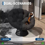 Indoor Papasan Chair, Thick Tufted Cushion & Wicker Design, Ergonomic Lounge Seat for Bedroom or Living Room