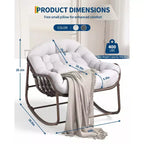 Indoor Papasan Chair, Thick Tufted Cushion & Wicker Design, Ergonomic Lounge Seat for Bedroom or Living Room
