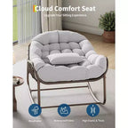 Indoor Papasan Chair, Thick Tufted Cushion & Wicker Design, Ergonomic Lounge Seat for Bedroom or Living Room