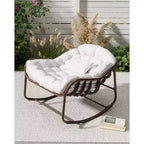Indoor Papasan Chair, Thick Tufted Cushion & Wicker Design, Ergonomic Lounge Seat for Bedroom or Living Room