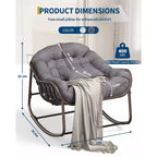 Indoor Papasan Chair, Thick Tufted Cushion & Wicker Design, Ergonomic Lounge Seat for Bedroom or Living Room