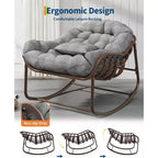 Indoor Papasan Chair, Thick Tufted Cushion & Wicker Design, Ergonomic Lounge Seat for Bedroom or Living Room