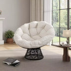 Indoor Papasan Chair, Thick Tufted Cushion & Wicker Design, Ergonomic Lounge Seat for Bedroom or Living Room