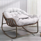 Indoor Papasan Chair, Thick Tufted Cushion & Wicker Design, Ergonomic Lounge Seat for Bedroom or Living Room