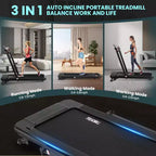 2-in-1 Under Desk Treadmill with Auto Incline, Walking Pad & Jogging Machine, Remote Control, LED Display, Portable Walking Treadmill for Home Use