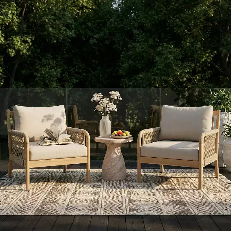 Christopher Knight Home Casper Outdoor Club Chair Acacia Wood and Woven Rope