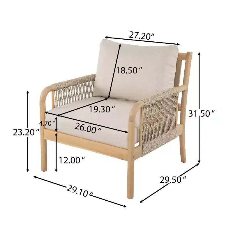 Christopher Knight Home Casper Outdoor Club Chair Acacia Wood and Woven Rope