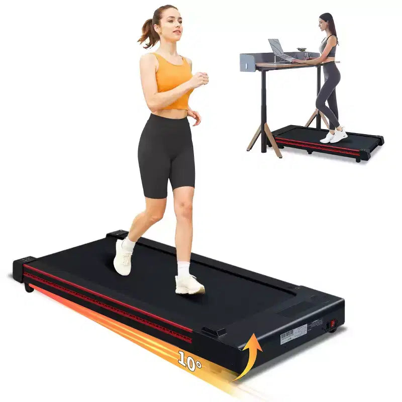 Okak Under Desk Treadmill with 10 Incline, 3HP Walking Pad with LED Display, 264LBS Weight Capacity Portable Treadmill for Home, Black+Gray
