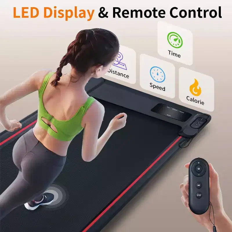 Okak Walking Pad Treadmill with 8 Incline, Under Desk Treadmill with Remote Control and LED Display, Portable Treadmill for Home, Black+Gray