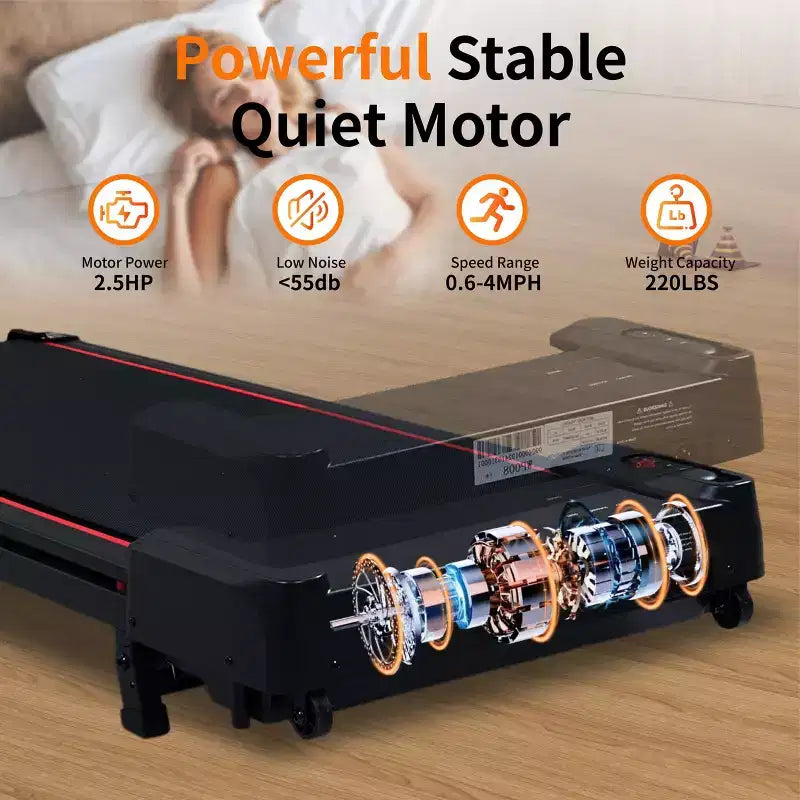 Okak Walking Pad Treadmill with 8 Incline, Under Desk Treadmill with Remote Control and LED Display, Portable Treadmill for Home, Black+Gray