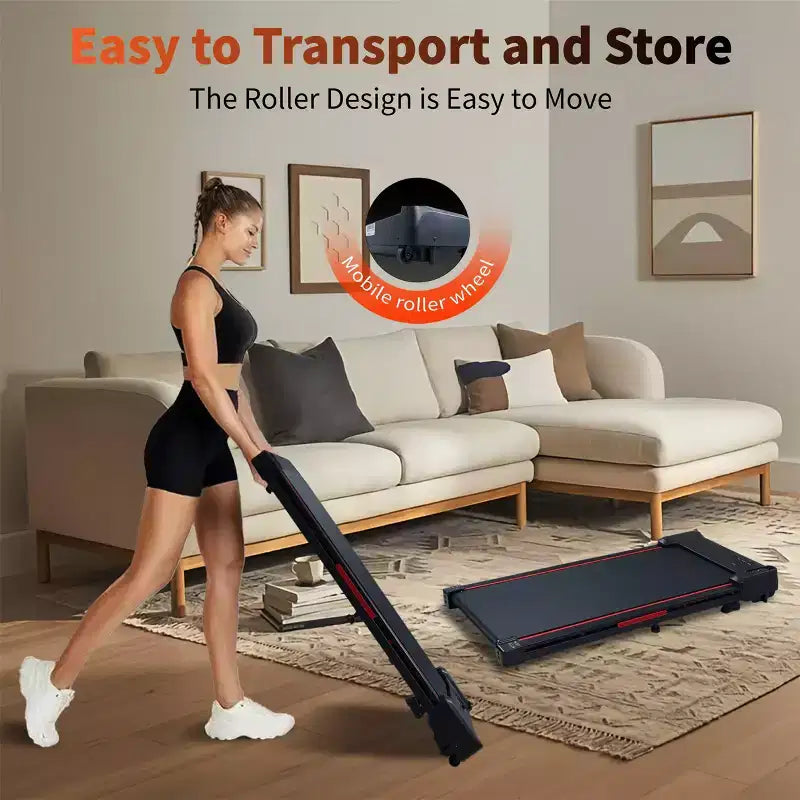 Okak Walking Pad Treadmill with 8 Incline, Under Desk Treadmill with Remote Control and LED Display, Portable Treadmill for Home, Black+Gray