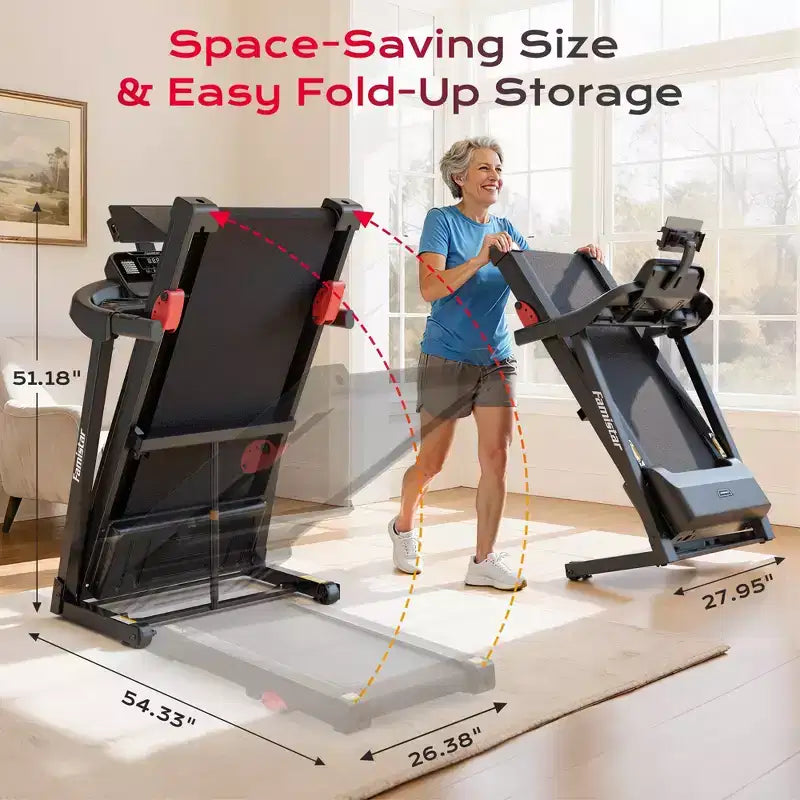 Folding Treadmill for Home, 3.1HP Treadmill with 12% Incline, Treadmill 350lbs Capacity, Running Machine Fitness, 0.6-7.5MPH,