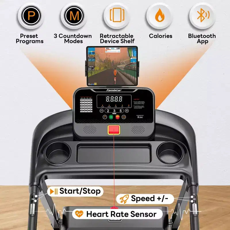 Folding Treadmill for Home, 3.1HP Treadmill with 12% Incline, Treadmill 350lbs Capacity, Running Machine Fitness, 0.6-7.5MPH,