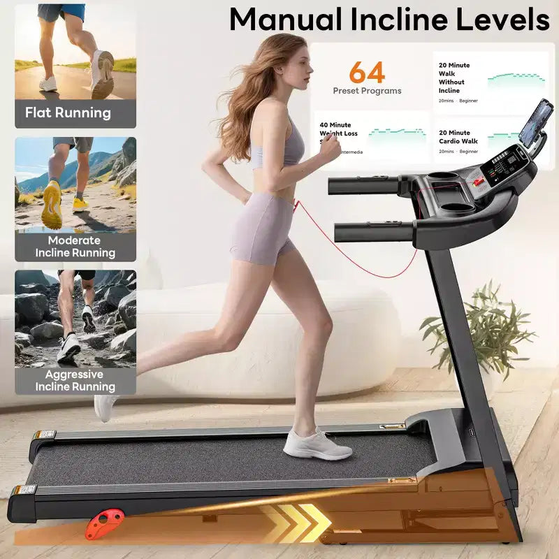 Treadmill on Sale,Treadmills Clearance,Portable Treadmill for Home Use, 71Programs, Music Speakers,Running Walking Jogging,Knee Strap Gift