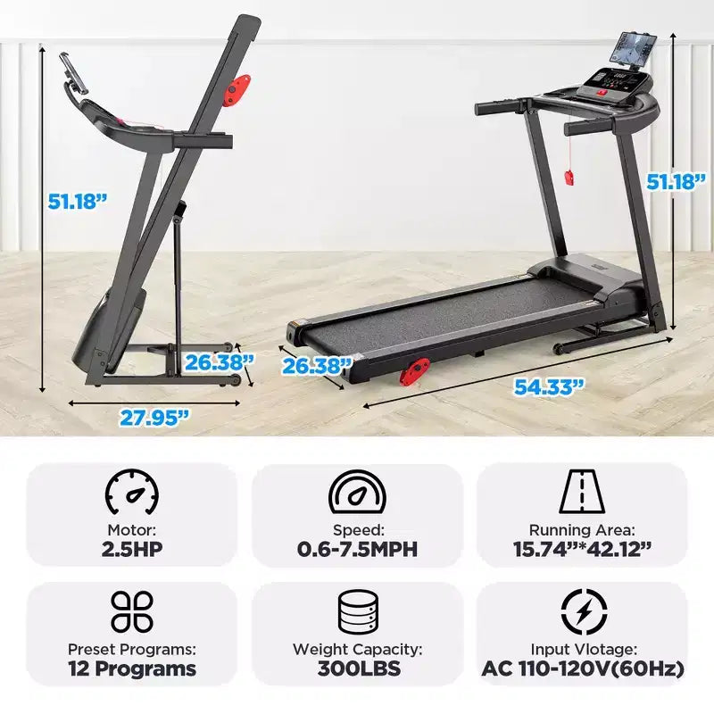 Treadmill on sale, Folding Treadmill Clearance for Home with Adjustable Incline,7.5MPH Speed,3.0HP Foldable Compact Treadmill Running Machine