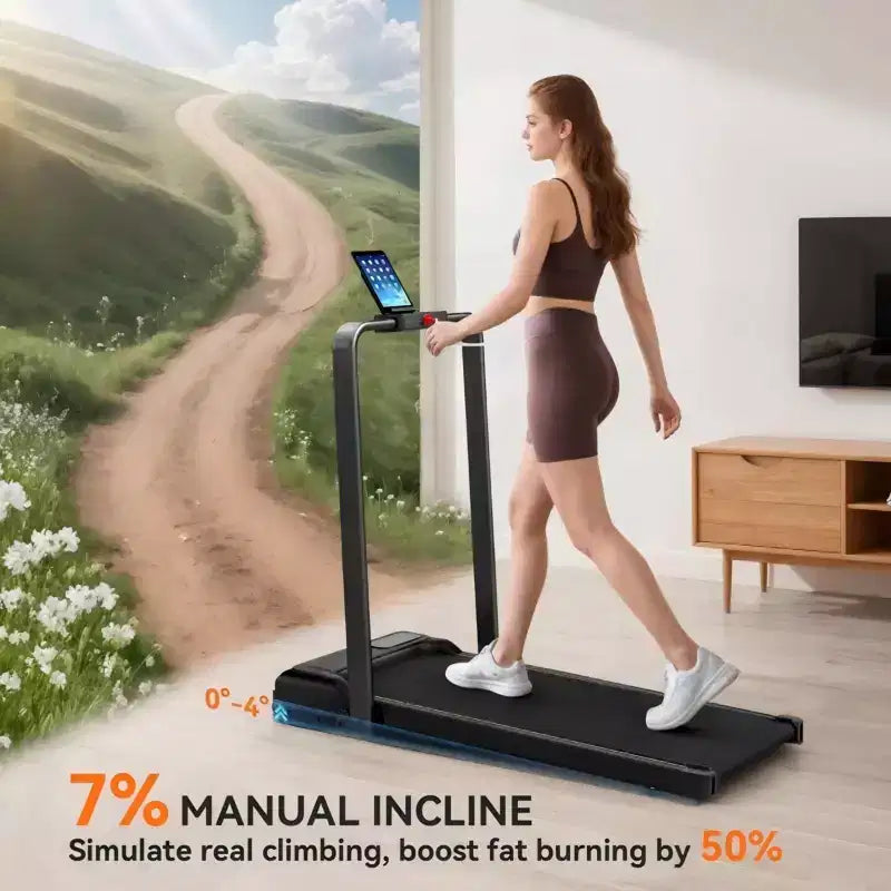 Folding Treadmill for Home with Incline 2HP Quiet Motor Compact Treadmill with LED Display