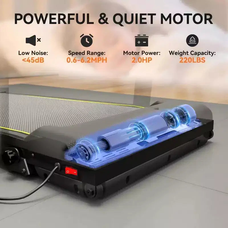 Folding Treadmill for Home with Incline 2HP Quiet Motor Compact Treadmill with LED Display