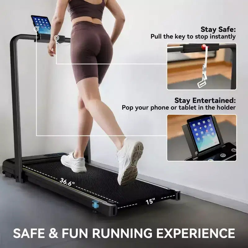 Folding Treadmill for Home with Incline 2HP Quiet Motor Compact Treadmill with LED Display