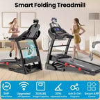 20% Auto Incline Treadmill 5.1HP for Home,Foldable Treadmill w/ 300LB Capacity,Dual HiFi Speaker,App Control w/ Virtual Running, 71 Programs Treadmill