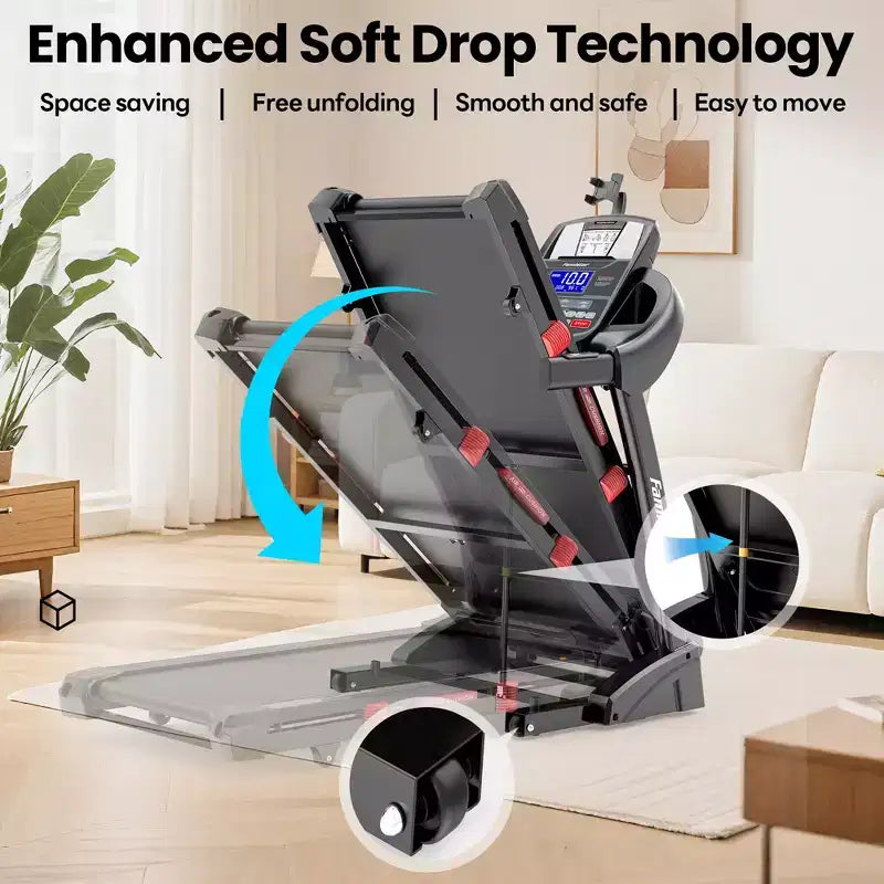 20% Auto Incline Treadmill 5.1HP for Home,Foldable Treadmill w/ 300LB Capacity,Dual HiFi Speaker,App Control w/ Virtual Running, 71 Programs Treadmill