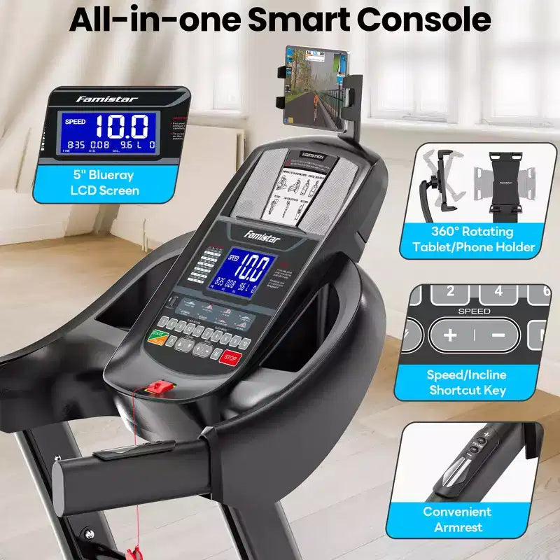 20% Auto Incline Treadmill 5.1HP for Home,Foldable Treadmill w/ 300LB Capacity,Dual HiFi Speaker,App Control w/ Virtual Running, 71 Programs Treadmill