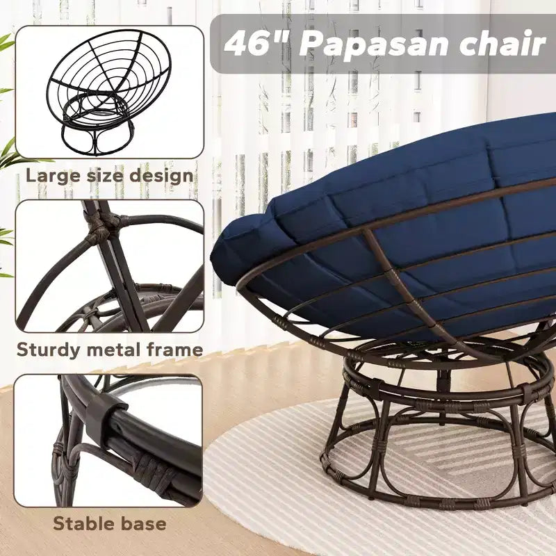 Papasan Patio Chair with Cushions