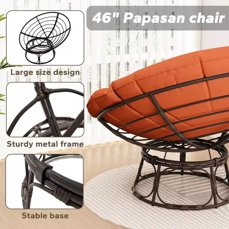Papasan Patio Chair with Cushions