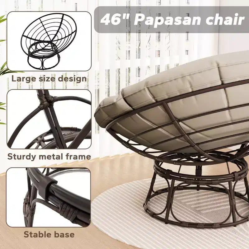 Papasan Patio Chair with Cushions