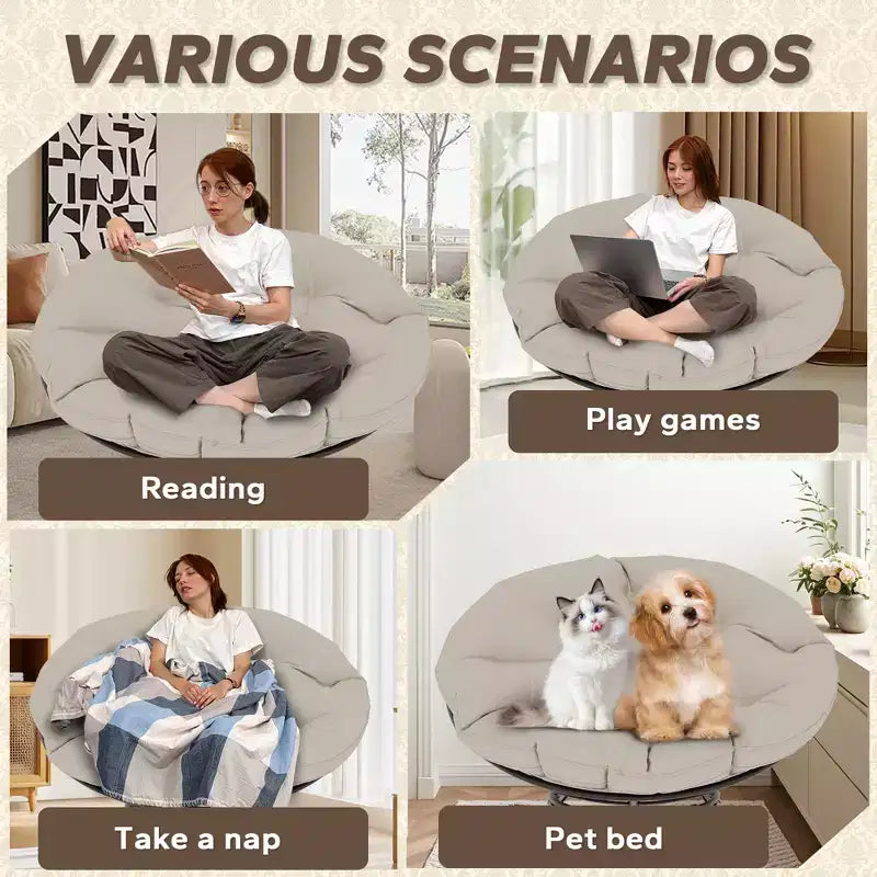Papasan Patio Chair with Cushions