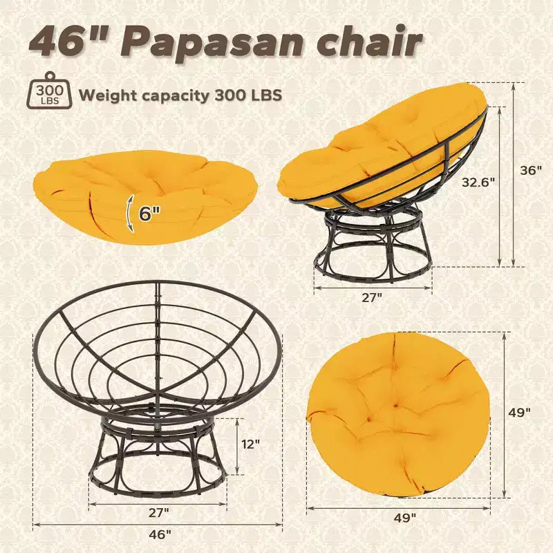 Papasan Patio Chair with Cushions