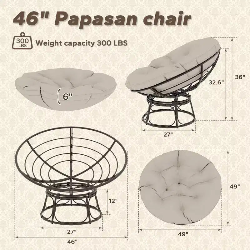Papasan Patio Chair with Cushions